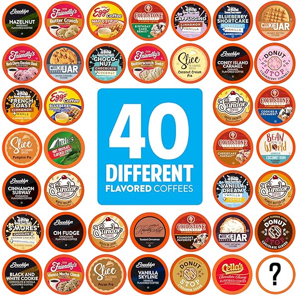 TWO RIVERS COFFEE FLAVORED COFFEE PODS COMPATIBLE WITH KEURIG K CUP BREWERS, ASSORTED VARIETY PACK FLAVORED COFFEE, 40 COUNT
