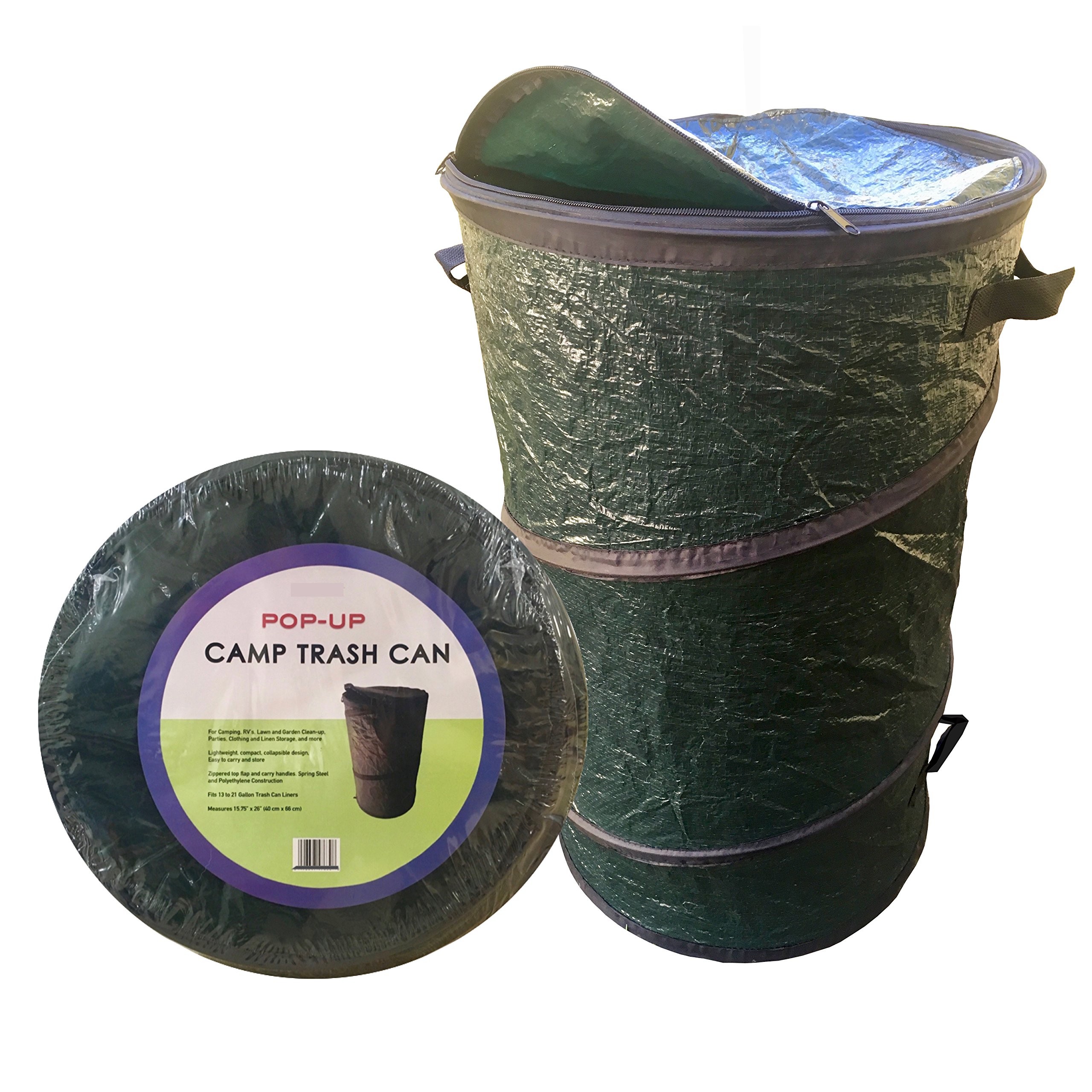 Oswego PopUp Collapsible Travel Camping Trash Garbage Can (Dark Green