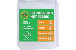 White DIY Mosquito Net Fabric | 10x10 FT Netting | Insect Cover for Garden, Patio, Outdoor & Windows | Multiple Sizes in Blac