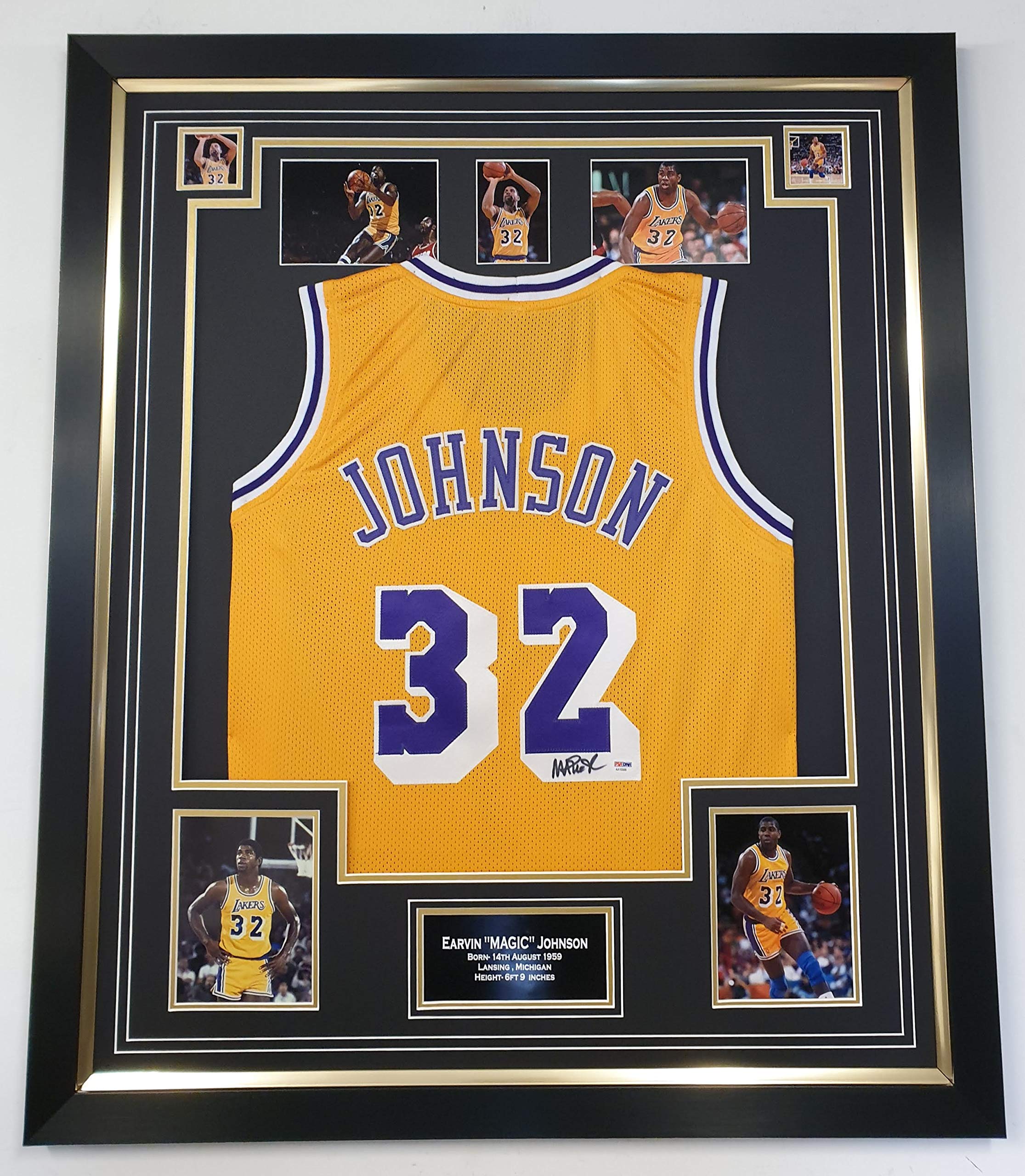 WWW,SIGNEDMEMORABILIASHOP.CO.UK New Magic Johnson Signed LA LAKERS JERSEY