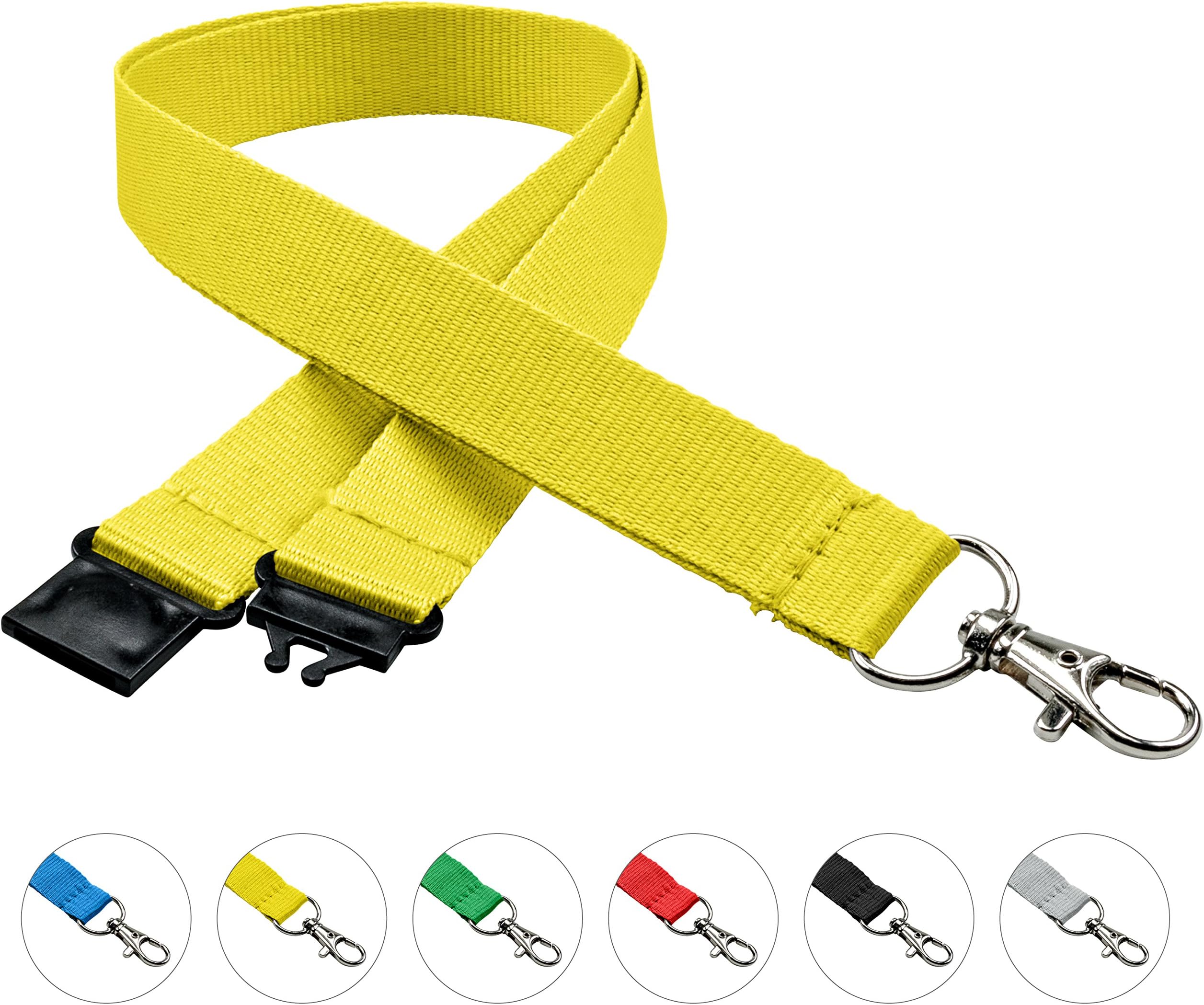 linie zwoPack of 10 lanyards 20 mm, Easy Going Clasp, Safety Break,