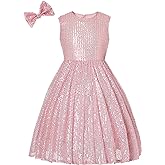 EXARUS Girls Sparkly Sparkle Dress Sleeveless Sequin Party Special Occasion Formal Sequence Dress