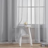 Home Brilliant 160cm Voile Curtains Set of 2 Grey Semi-Sheer 54x63 in view 3