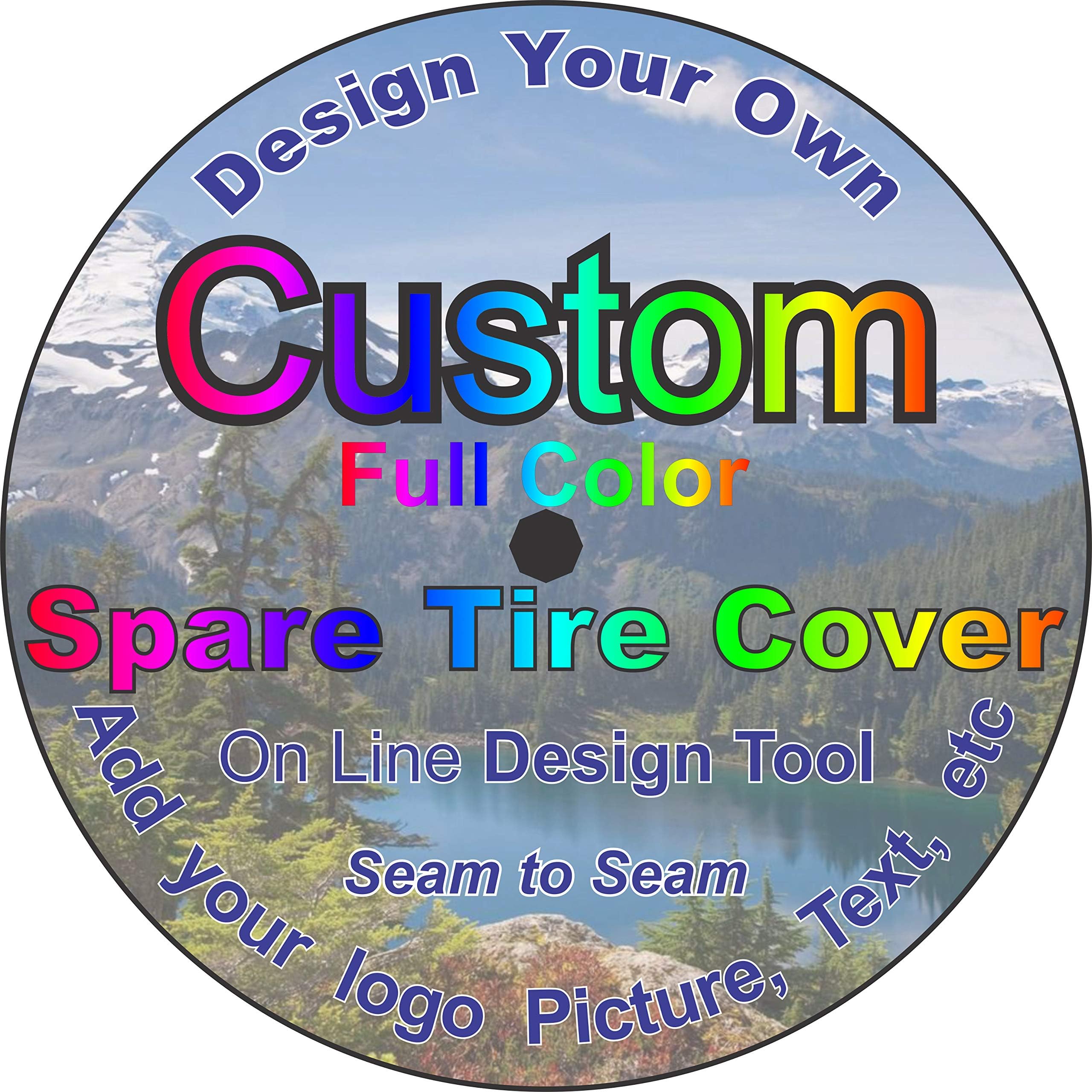 Spare Tire Cover Heavy Duty Custom Full Color Logos & Pictures ~ Select Size in menu ~ex:245/75r17 Camera Opening