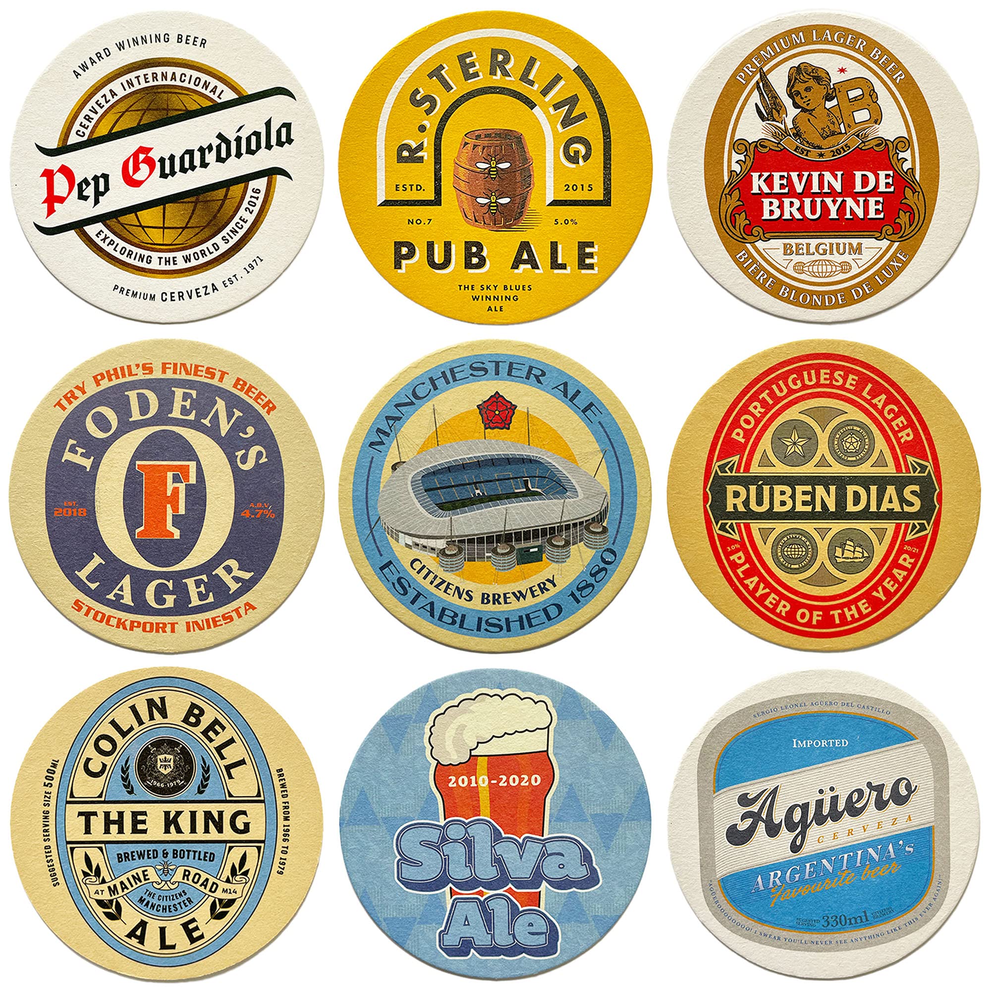 Man City Beer Mats x9