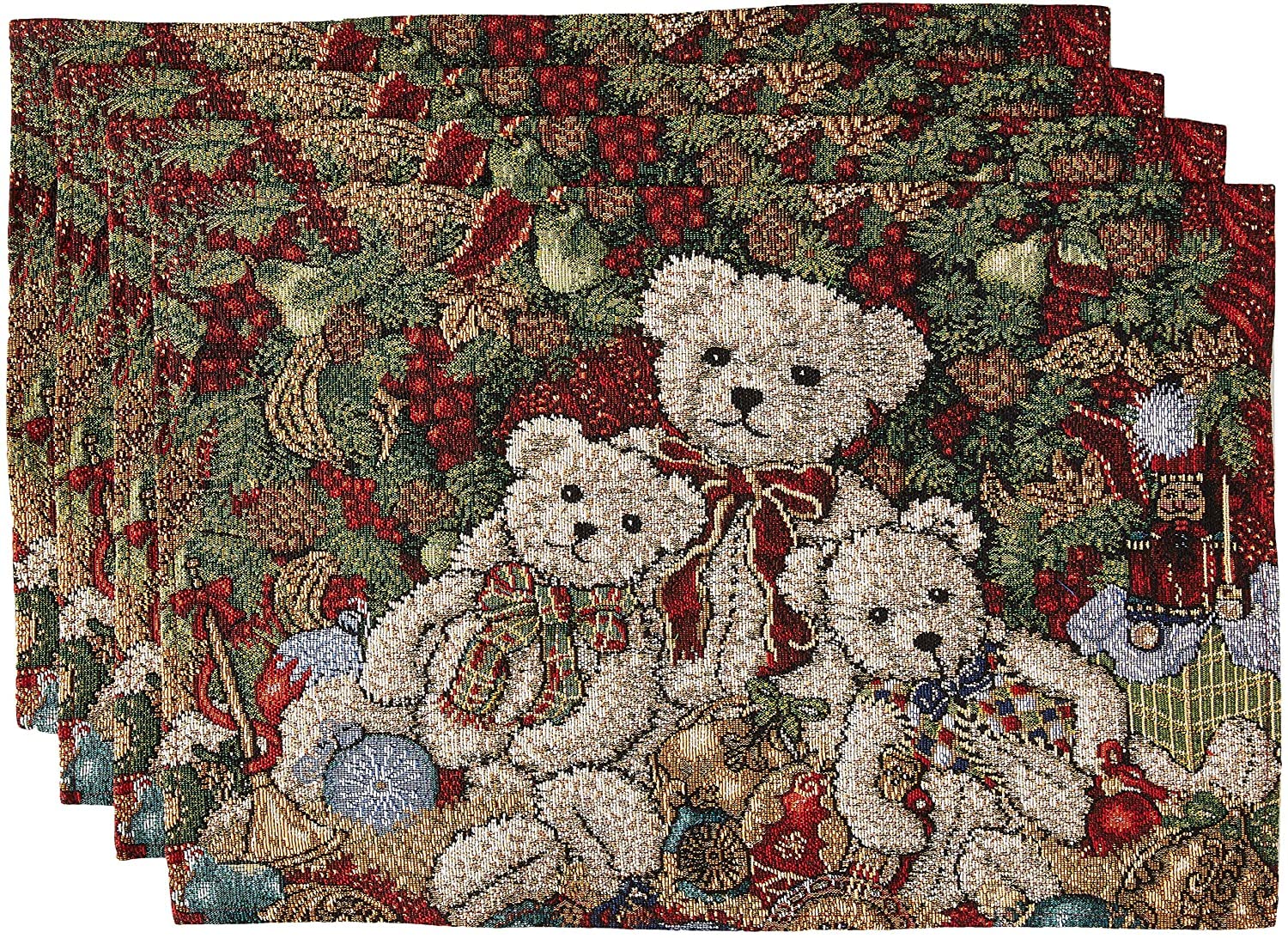 Violet Linen Placemat, 100% Polyester, Teddy Bear, 13" x 19"