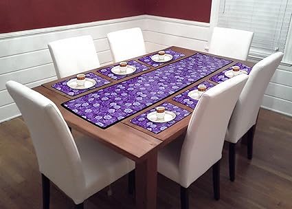 BHALLA COLLECTIONS 6 Seater Dining Table Runners with Placemats