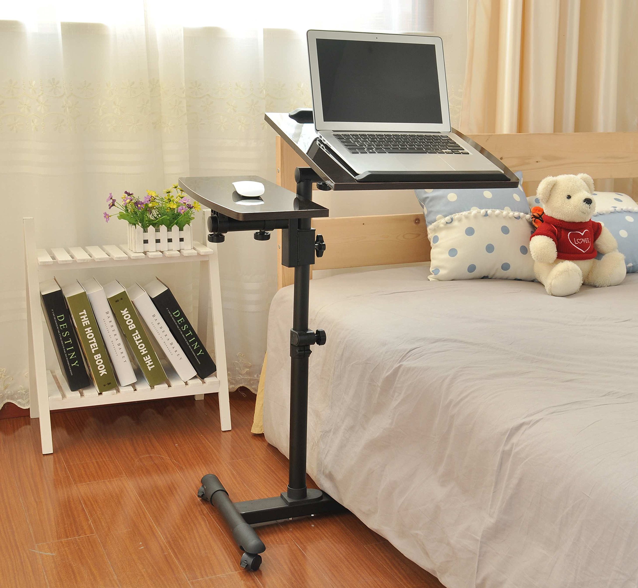 Buy Qwork Mobile Laptop Desk Cart Tilting Table with Dual Surface,Angle