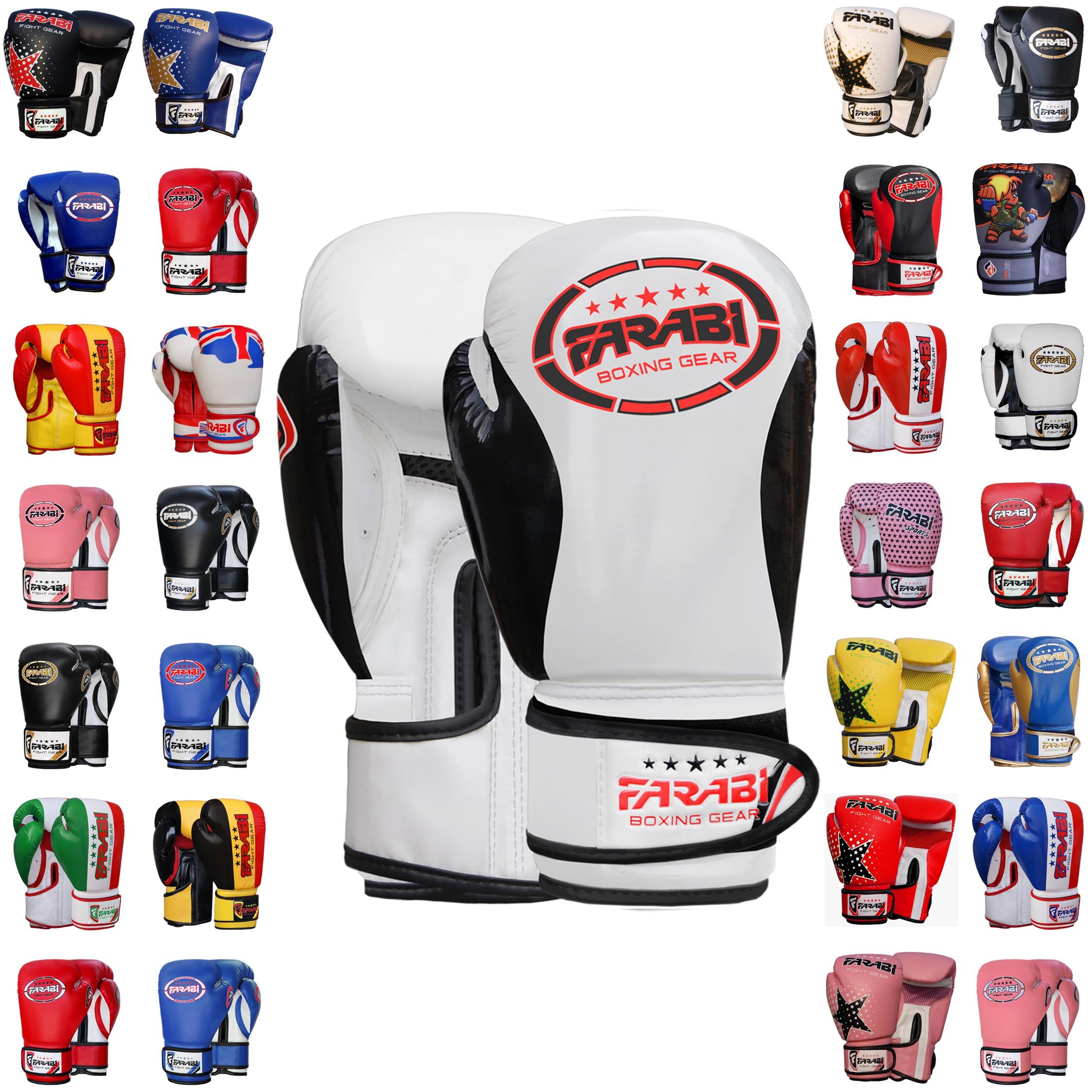 Farabi Sports Kids Boxing Gloves Junior Muay Thai Gloves Youth Kickboxing Sparring Punching Bag Training Gloves (2-oz, White)