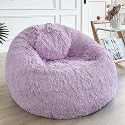 LIFEREVO Fluffy Faux Fur Bean Bag Chair Cover