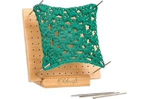 Olikraft 𝐏𝐫𝐞𝐦𝐢𝐮𝐦 𝐂𝐫𝐨𝐜𝐡𝐞𝐭 𝐁𝐥𝐨𝐜𝐤𝐢𝐧𝐠 𝐁𝐨𝐚𝐫𝐝 – Crochet Blocking Board for Crocheting with 15 Stainless Steel Rod Pins – Ideal for Granny Squares – Superior Craft Tools (5 inches)