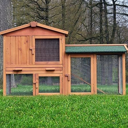 ZooPrimus Kleintier-Stall Nr 01 Kaninchen-Käfig 'HASENVILLA' Meerschweinchen-Haus für Außenbereich (Breite 145cm, Tiefe 53cm,