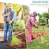 Colwelt Plastic Leaf Rake 22 Tines 56-72 in Adjustable Handle Garden Rake view 3