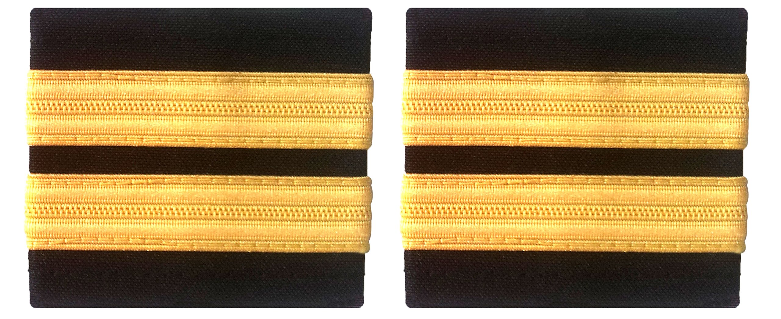 HandembroideryUK Pilot Officer Two Bar Gold Stripes Epaulettes | Airline Crew | Merchant Marine | Rank Slide for Uniforms | Embroidered Badge
