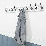 WEBI Wall Mounted Coat Rack 98cm with 10 Hooks Black Rustic Wood Hanger view 2