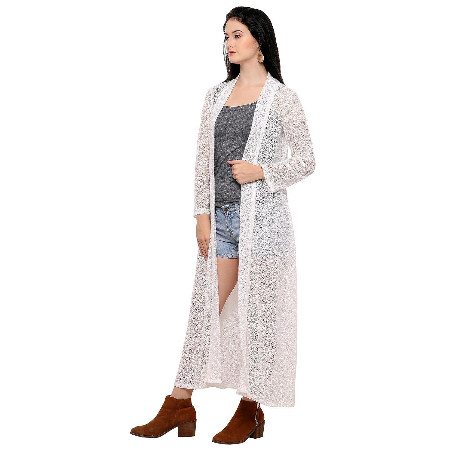 smarty pants women's lace white long shrug (smsh-52a)