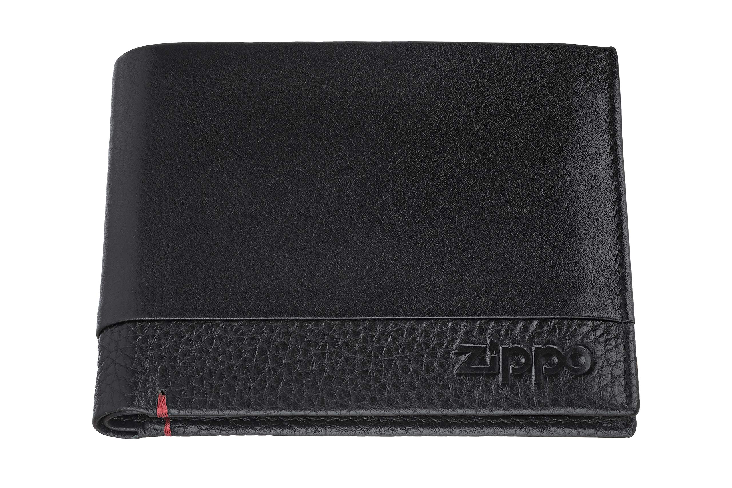 Zippo - Card Case, Nappa Leather, Black, Credit Card Holder for Women and Men, 4 Card Slots, 1 Slip Pocket, 1 Coin Compartment, 1 ID Slot