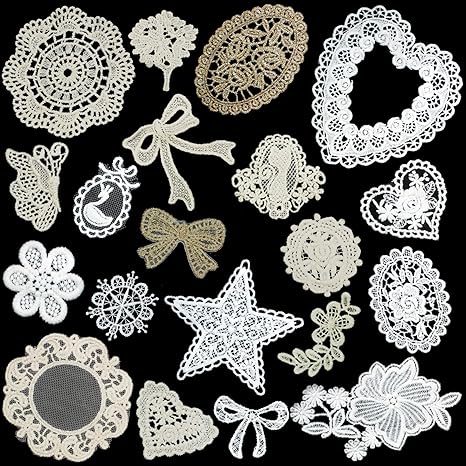 Amazon Idongcaiレースアップリケアップリケ 愛 白鳥 猫 スノーフレーク 小木 花diy縫製装飾パッチ 種類ミックス ワッペン アップリケ 通販