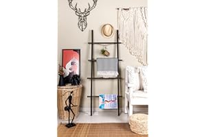 NORTHYGGE Blanket Ladder 5 ft | Premium Wood Rustic Decor for Bathroom | Ladder Shelf for Quilt | Rustic Farmhouse Decor | Vi