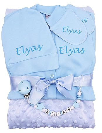Baby Erstlingsset personalisiert Junge blau