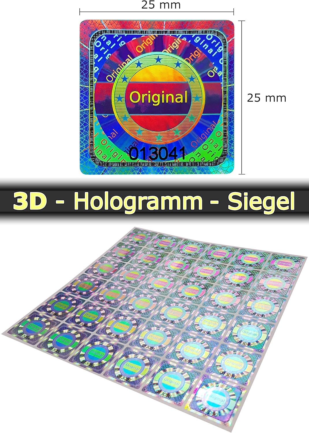 320 pcs, 3D Hologram Original Seal with Serial Number, Silver, 25mm, Tamper Proof, self-Adhesive Security Seal Labels - Image 3