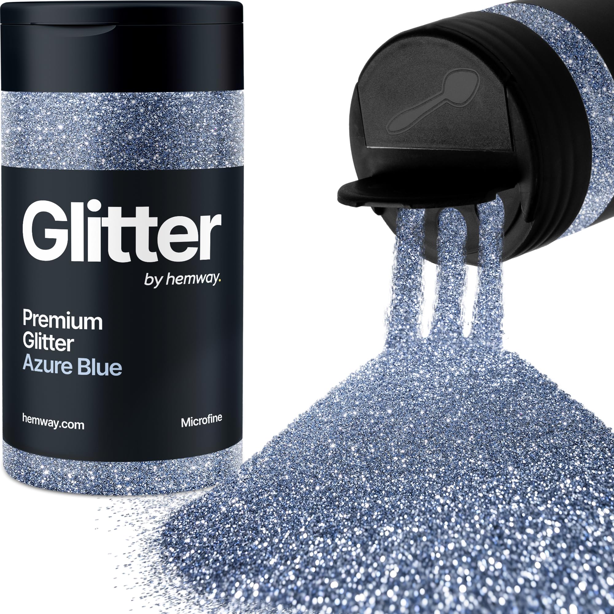 Azure Blue Glitter Shaker, 130g Microfine Glitter, Crafts 1/256" Metallic Flake Azure Blue Sequins, Resin & Epoxy Crafts, Decorating, Halloween, Christmas Nail, Face, Hemway