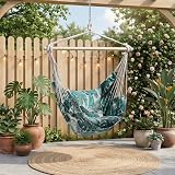 VonHaus Hanging Chair Outdoor Leaf Print Garden Swing Seat 1 Seater view 7