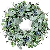 Eucalyptus Wreath for Front Door, COLORSPEC 24 Inch Eucalyptus Wreath with Olive Leaves and Berries All Year Round, Handmade Green Spring Summer Wreaths for Front Door Indoor Outdoor Wedding Holiday