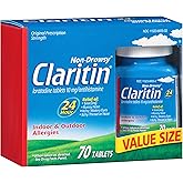 Claritin 24 Hour Allergy Medicine, Non-Drowsy Prescription Strength Allergy Relief, Loratadine Antihistamine Tablets, 70 Count