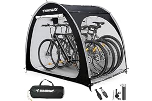 Himiway Bike Storage Shed Tent with Double Doors for 3-4 Bikes PU4000 Silver Coated Waterproof Anti-Dust 210D Oxford Fabric Portable Foldable Outdoor Bicycle Cover Shelter Carry Bag for Home Garden