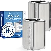 Medify Air MA-50 Genuine Replacement Filter | for Smoke, Smokers, Dust, Odors, Pet Dander | 3 in 1 with Pre-Filter, H13 HEPA, and Activated Carbon | Removal to 0.1 Microns | 2-Pack