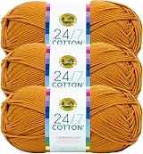 Lion Brand Yarn 24/7 Cotton Yarn Amber 3 Pack 100 g 170 m Knitting Crochet