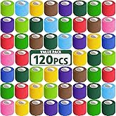 AZEN 120 Pack Self Adhesive Bandage Wrap, 2" X 5 Yards Elastic Cohesive Bandage Wrap, Color Athletic Tape, Vet Wrap, Ankle Tape