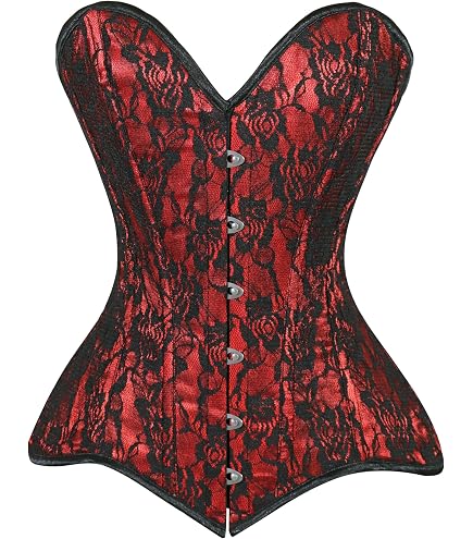 Amazon.com: Top Drawer Burlesque Black/Dark Red Steel Boned Corset