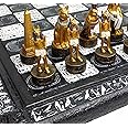 16 inch Egyptian Chess Set with Black & White Hieroglyphics Egypt Board by HPL