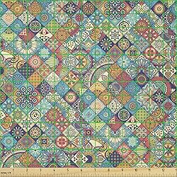 Ambesonne Bohemian Fabric by The Yard, Geometric