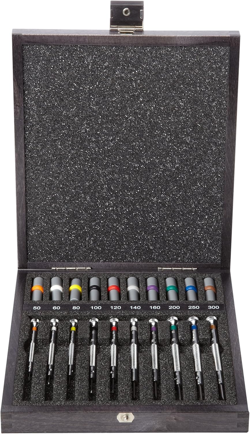 Bergeon 55-606 30009 Set of 9 Screwdrivers with 9 Tubes with Spare Blades in Wooden Box Watch Repair Kit: Watches