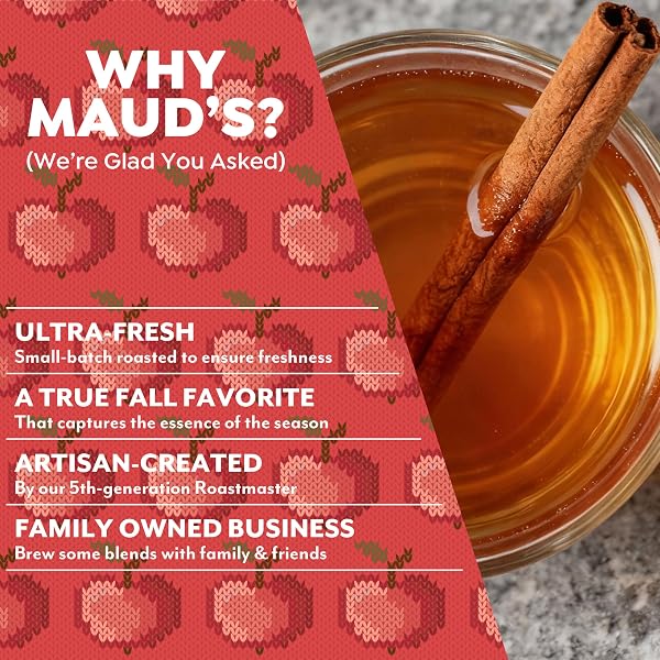 MAUD’S HOT APPLE CIDER PODS, 24 CT, RECYCLABLE SINGLE SERVE PODS – SPICED APPLE CIDER FLAVORED POD, COMPATIBLE WITH KEURIG K CUPS MAKER