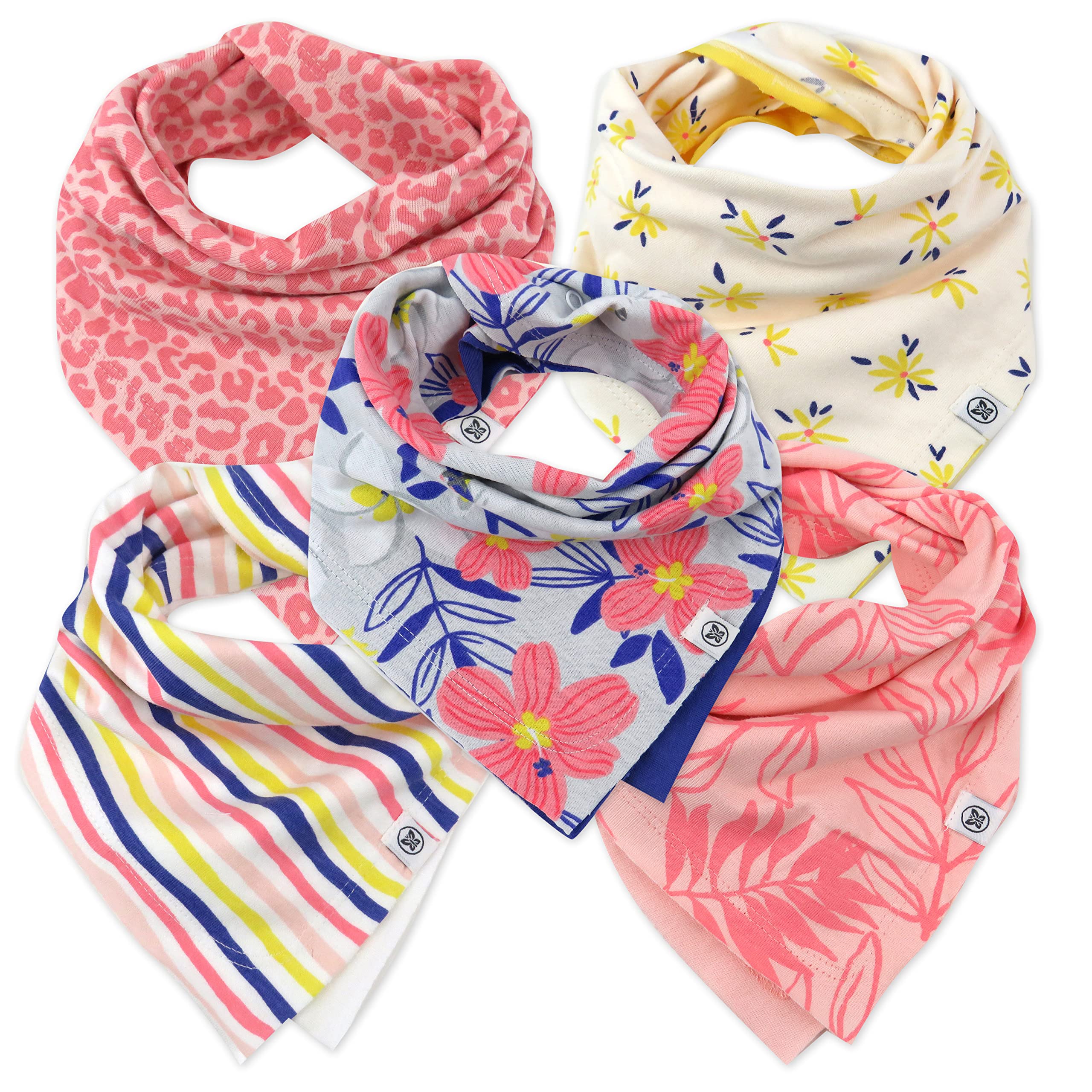 HonestBaby Multipack Reversible Bandana Drool Bibs Burpcloths Adjustable Snaps for Infant Baby Boys,Girls 100% Organic Cotton