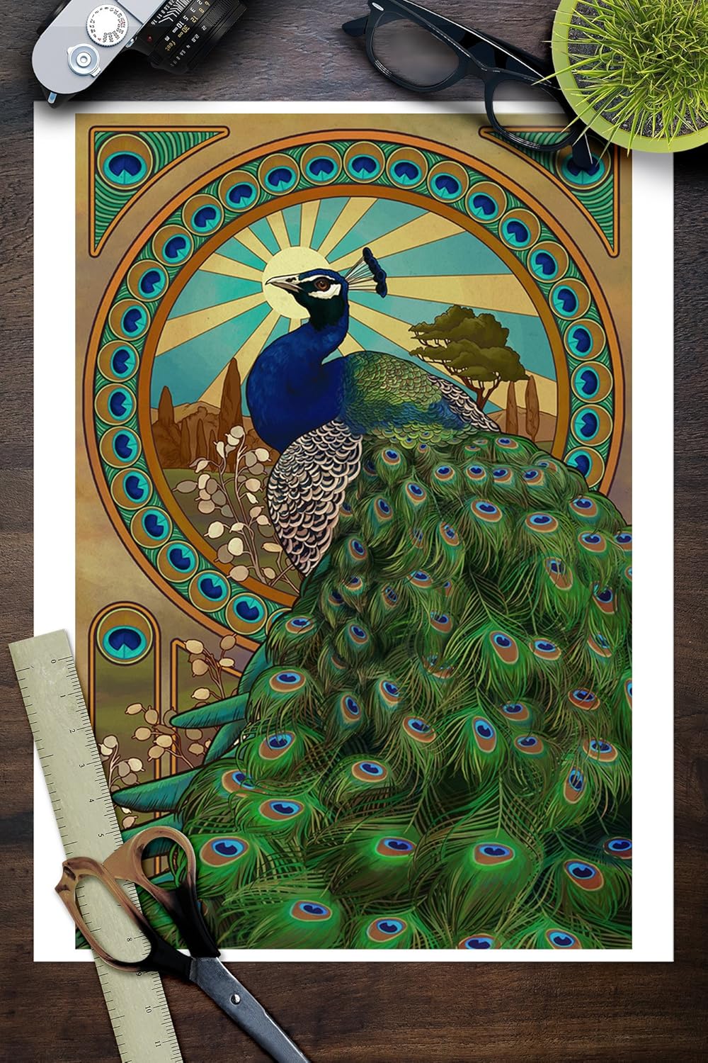 Amazon Com Peacock Art Nouveau 42806 9x12 Art Print Wall Decor Travel Poster Wall Art