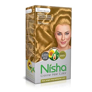 ENEGA HAIR COLOR Nisha Argan Oil and Green Tea Extract Cream Hair Colour, Golden Blonde 8.1 (100 ml)