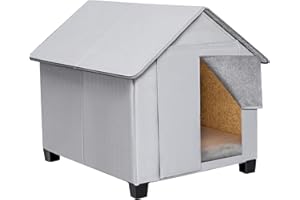 SHINEBBYS Outdoor Dog House, Elevated Foldable Dog Cave Bed with Removable Plush Mat for Medium Dogs Up to 23.6 Inches Long