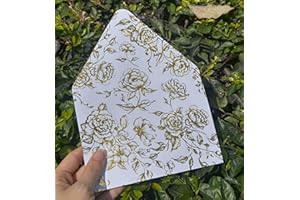 100 Pack Envelope Liners for 5x7 Insert Wedding Invitaion Wedding Invite Accessories (Gold Foil, A7)