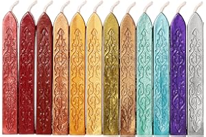 Bememo 12 Pieces Sealing Wax Sticks with Wicks Antique Fire Manuscript Sealing Wax for Seal Stamp(Christmas Color)