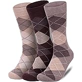 Premium Argyle Dress Socks for Men, Classic and Fun Cotton Socks, 3 Pair Set with Gift Box