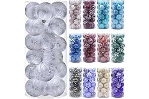 BIU 60mm/2.36" Christmas Ball Ornaments Shatterproof Large Christmas Ornaments Set Decorations for Xmas Tree Halloween Wreath Garland Decor Ornaments（24CT）