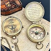 Trust in The Lord with All Your Heart – Proverbs 3:5-6 Engraved Brass Pocket Compass with Leather Case – Christian Baptism, Confirmation & Graduation Gift for Men and Boys