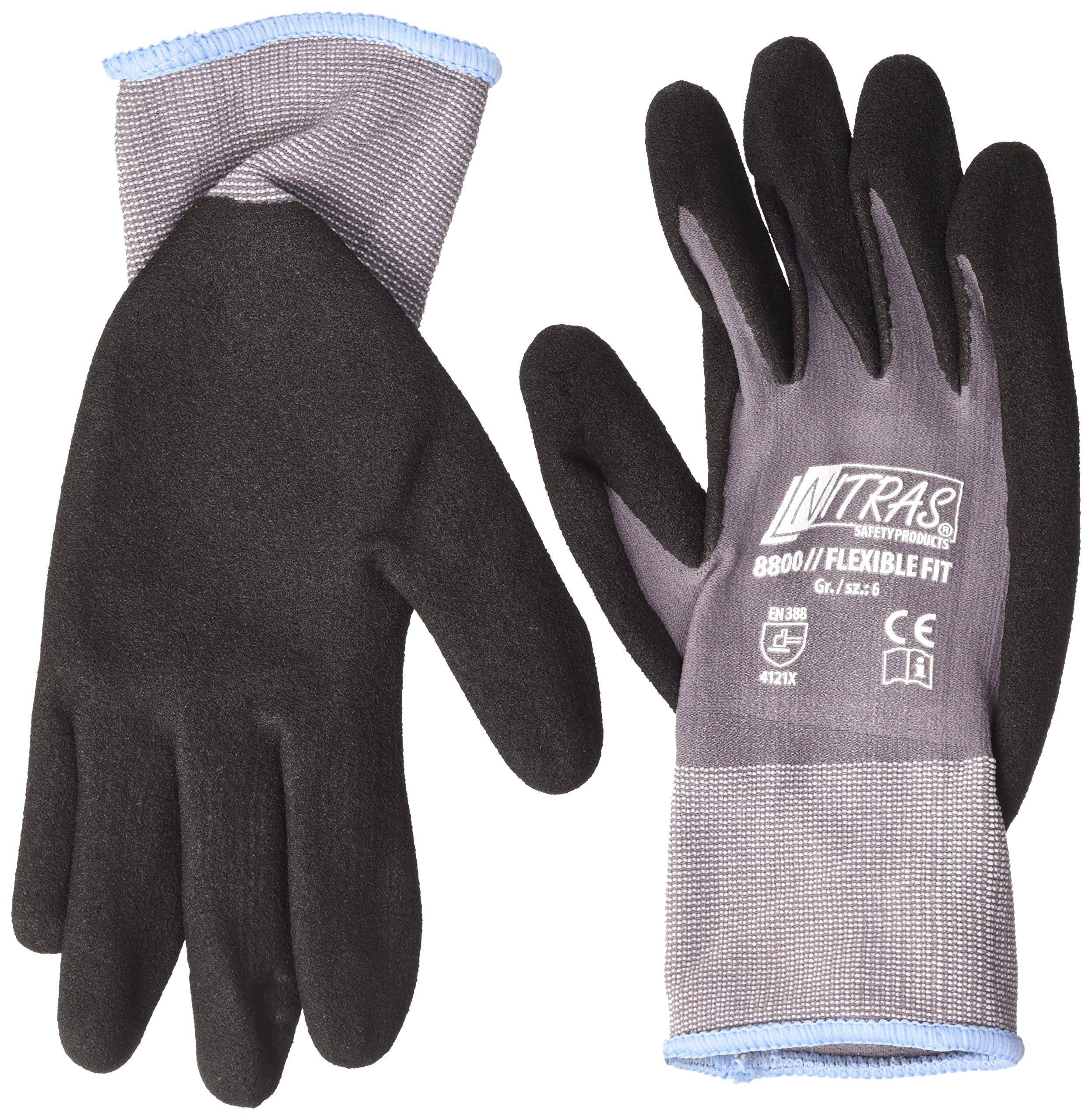 NITRAS 8800 Flexible Fit Allround Gardening Gloves, Red/Grey, Size 6 (3 Pairs),Dark Blue - Glove's Print Design May Vary