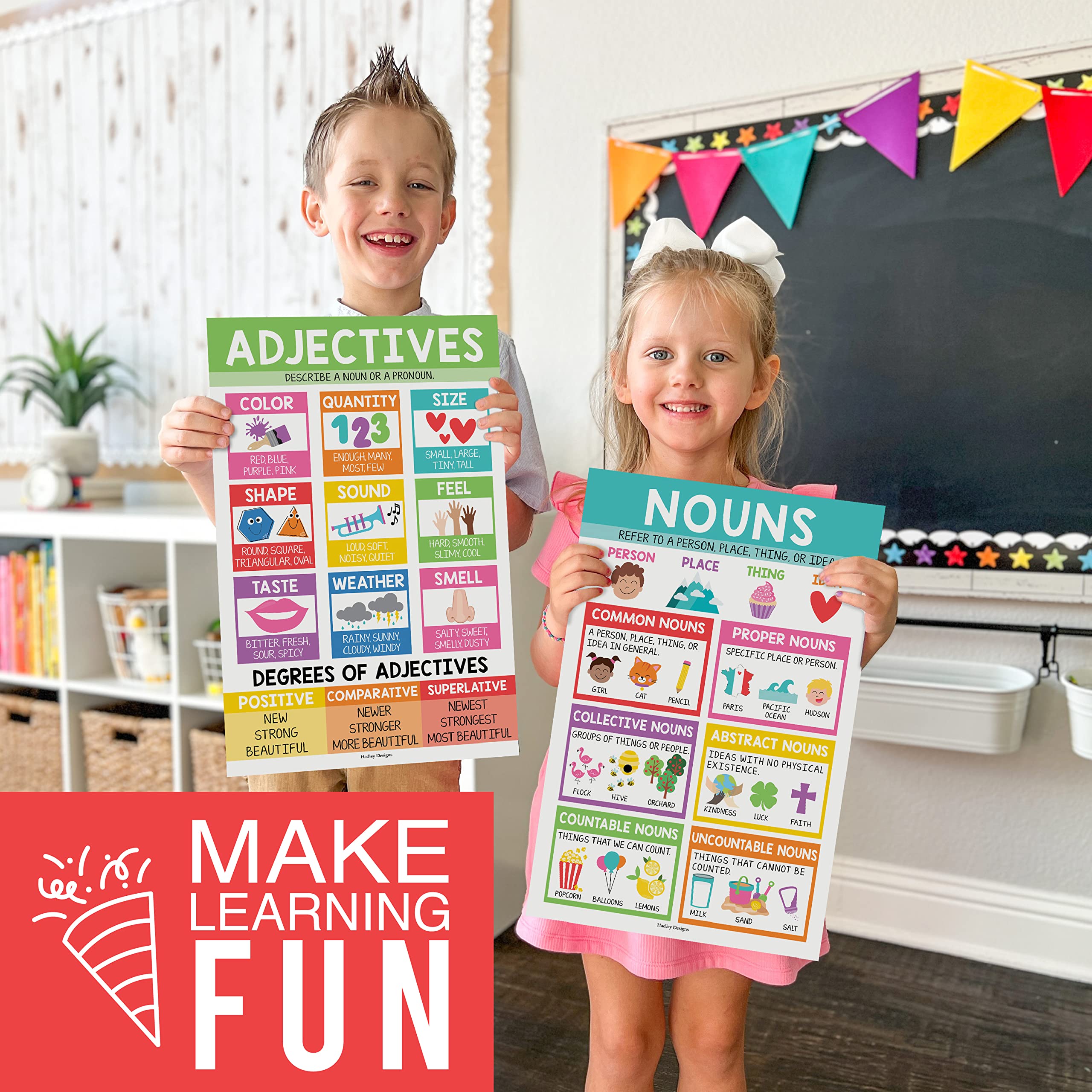 Mua Hadley Designs Parts Of Speech Posters For Classroom - 12 Grammar ...