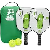 Big Dill Pickleball Paddle Set 2-Pack Pickleball Paddles with Outdoor Pickleball Balls, Paddle Covers &amp; Carry Bag | Pickleball Paddles Set of 2 USAPA Approved